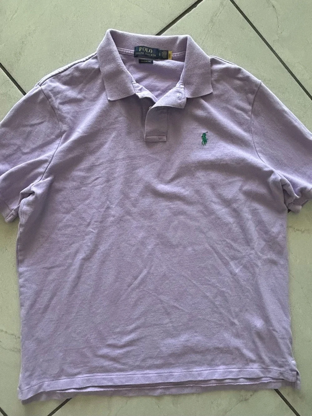 Ralph Lauren Lavender Polo Shirt with Green Pony Logo Boy’s Large